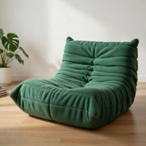 Pleated Togo-Inspired Lounge Chair – Cloud Velvet Fabric 